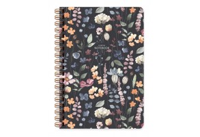 Тефтер със спирала А5, 96 л., твърди корици, FLOWERS