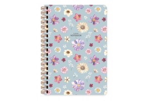 Тефтер със спирала А5, 96 л., твърди корици, FLOWERS