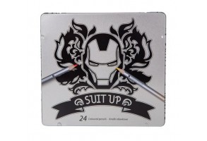 Цветни моливи в метална кутия 24 цвята Avengers Disney 100 Black