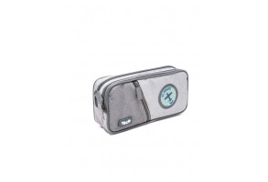 Ученически несесер с два ципа YOLO GRAY BADGES