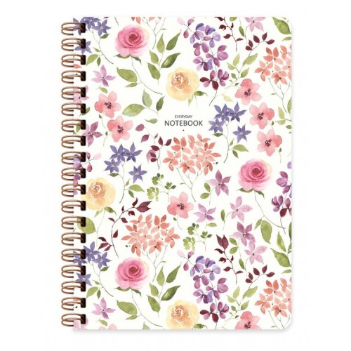 Тефтер със спирала А5, 96 л., твърди корици, FLOWERS