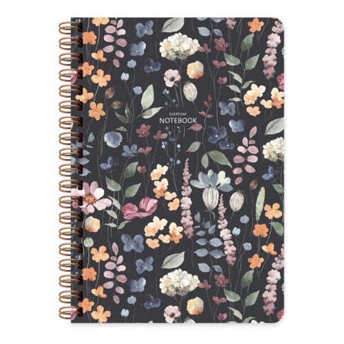 Тефтер със спирала А5, 96 л., твърди корици, FLOWERS