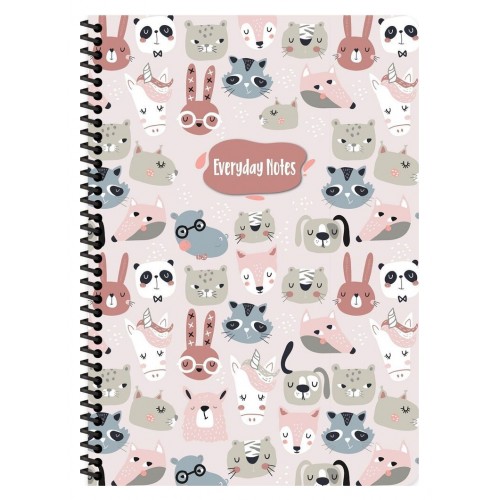 Тетрадка А4 80 Л. ШР КАРТОНЕНА КОРИЦА, СПИРАЛА, ANIMAL FRIENDS