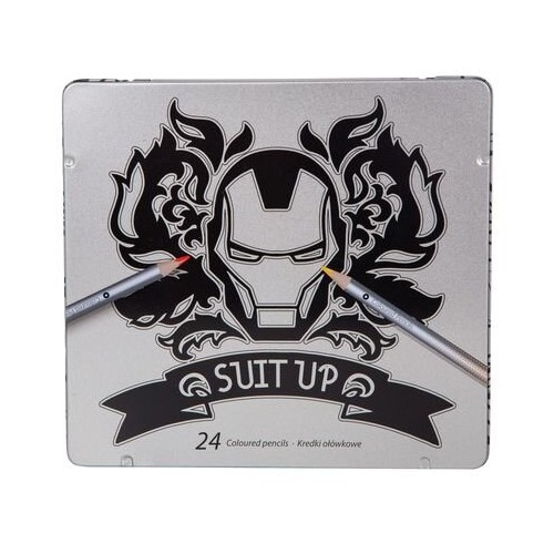 Цветни моливи в метална кутия 24 цвята Avengers Disney 100 Black