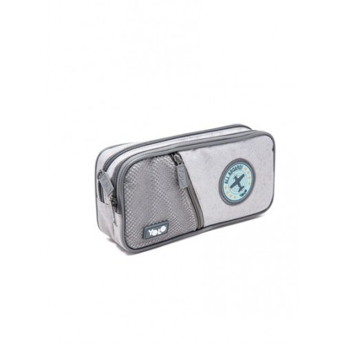 Ученически несесер с два ципа YOLO GRAY BADGES