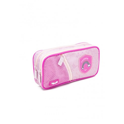 Ученически несесер с два ципа YOLO PINK BADGES